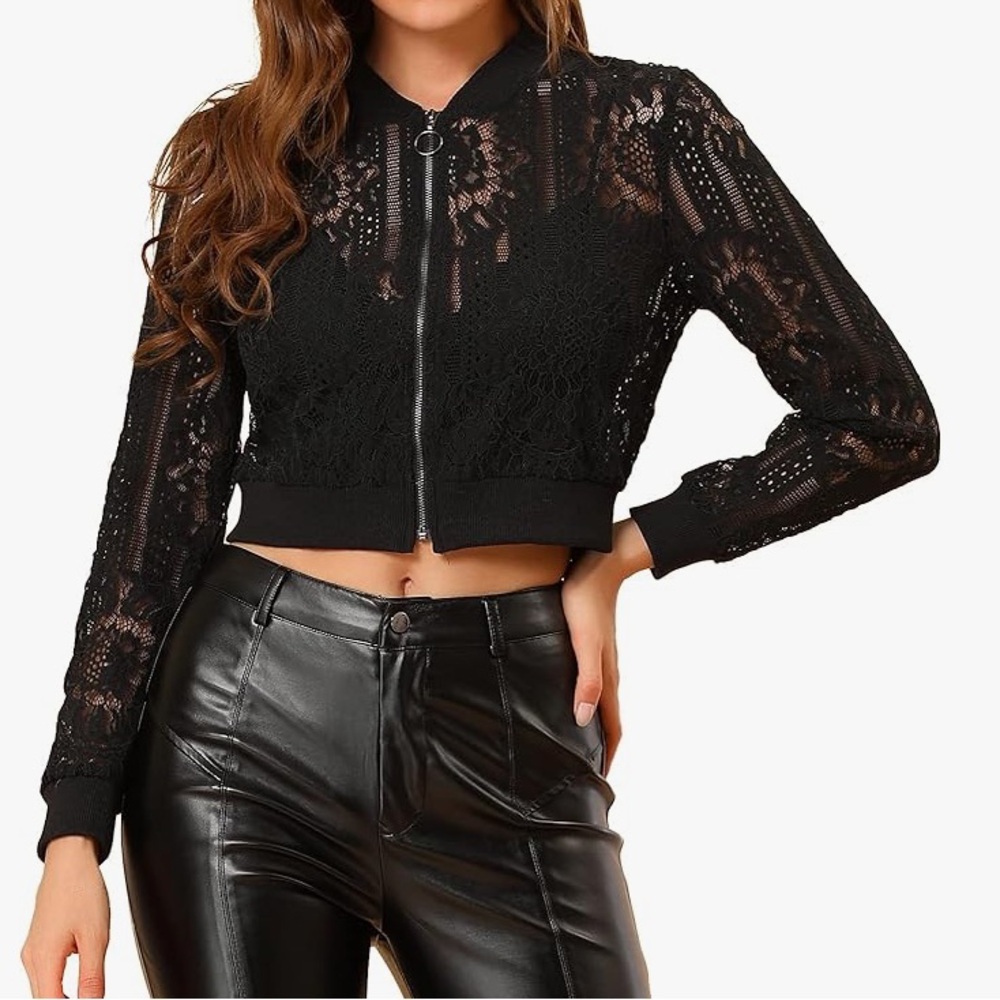 Allegra K crop lace jacket